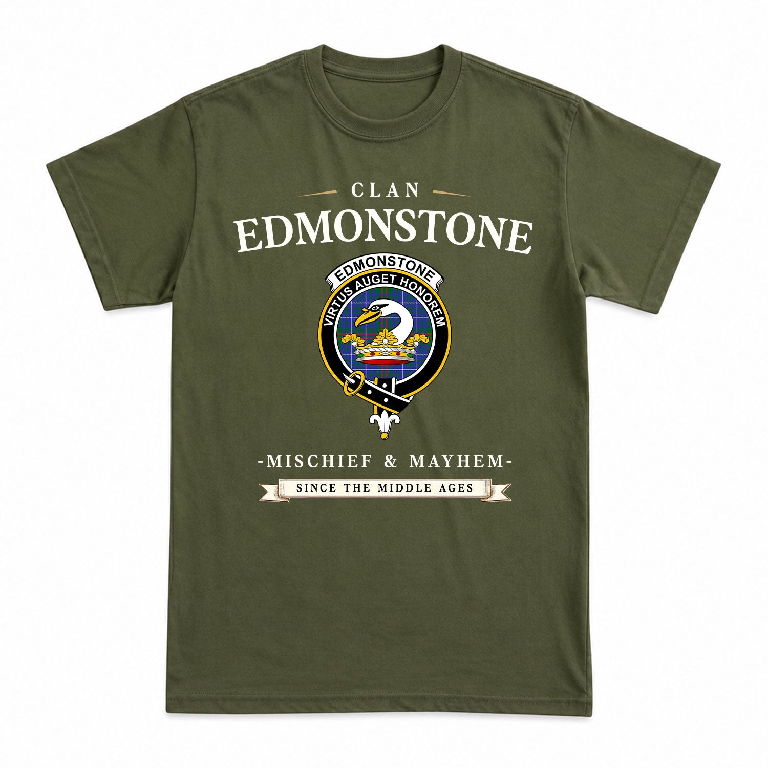 Edmonstone Tartan Crest Mischief and Mayhem T-shirt