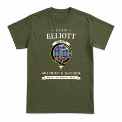 Elliott Ancient Tartan Crest Mischief and Mayhem T-shirt