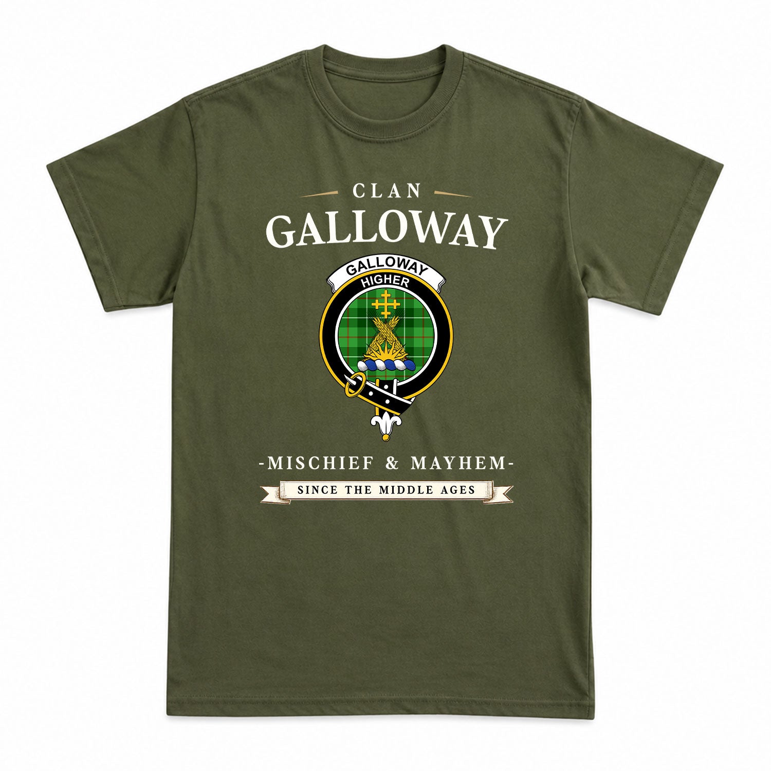 Galloway District Tartan Crest Mischief and Mayhem T-shirt