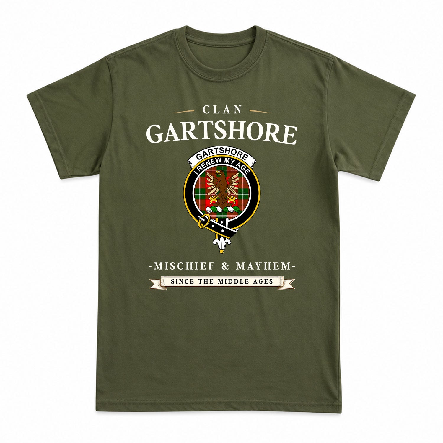 Gartshore Tartan Crest Mischief and Mayhem T-shirt