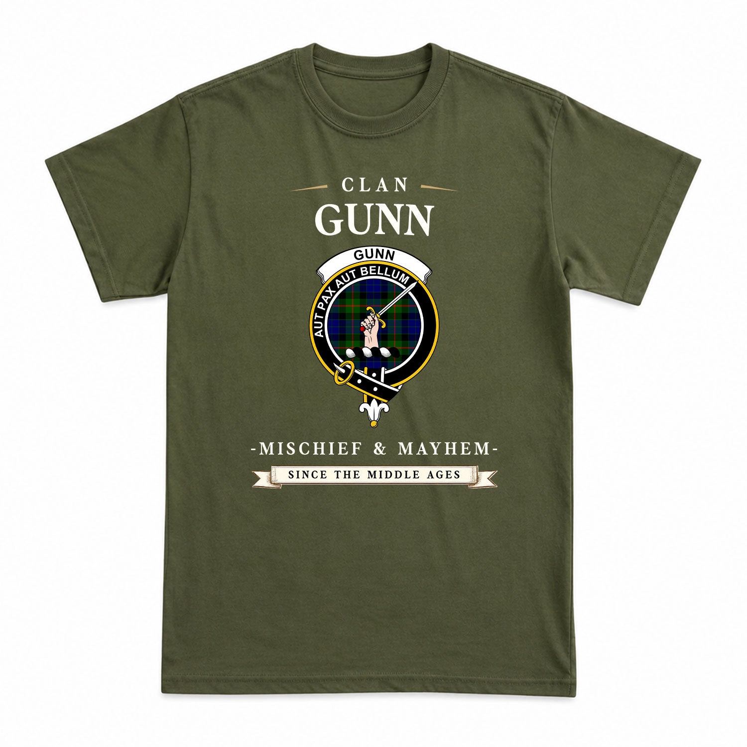 Gunn Modern Tartan Crest Mischief and Mayhem T-shirt