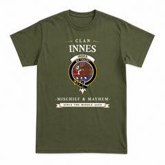Innes Ancient Tartan Crest Mischief and Mayhem T-shirt