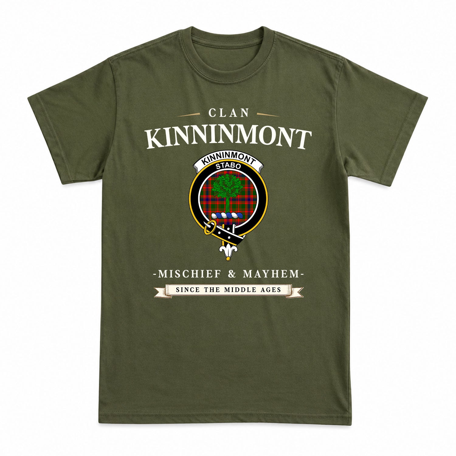 Kinninmont Tartan Crest Mischief and Mayhem T-shirt