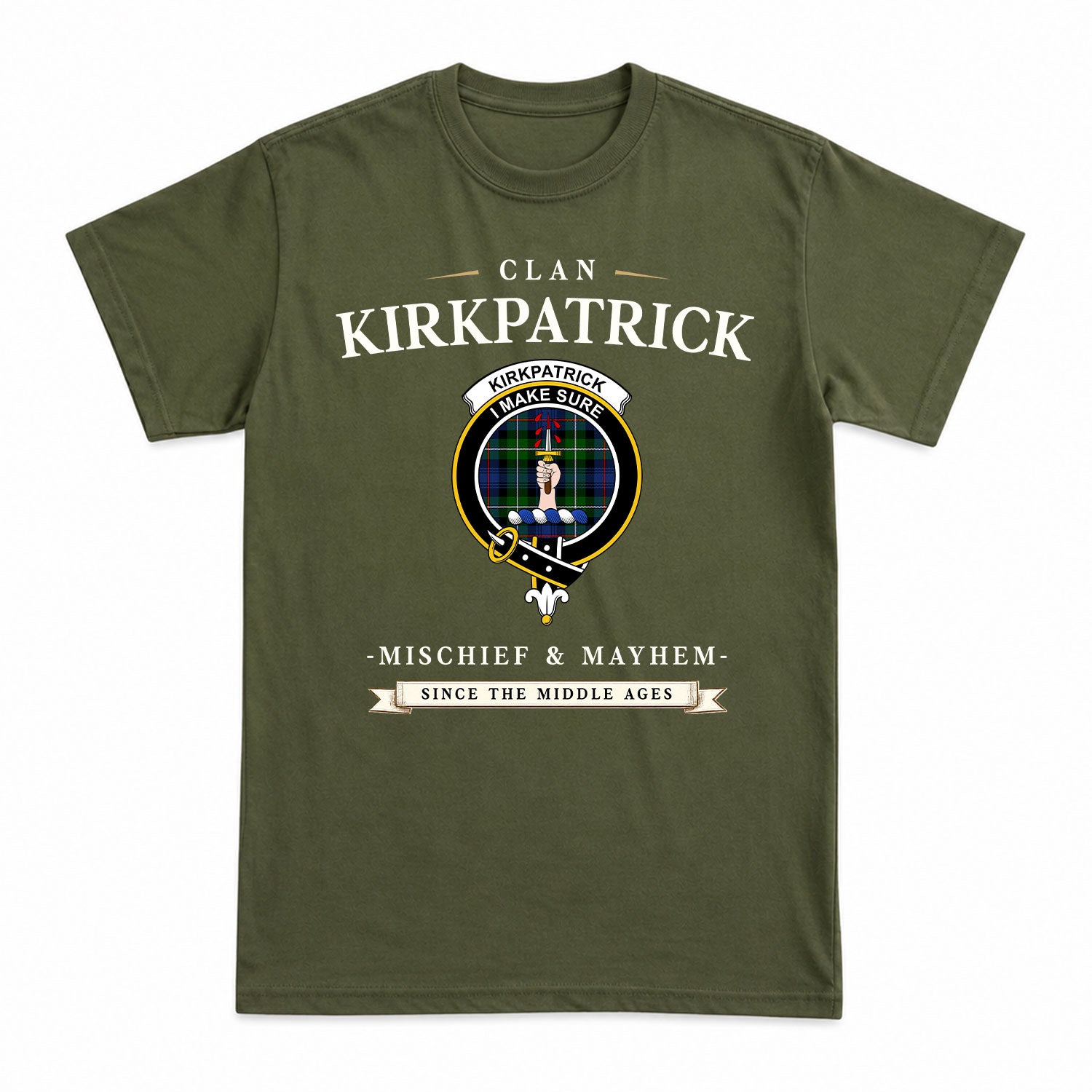 Kirkpatrick Tartan Crest Mischief and Mayhem T-shirt