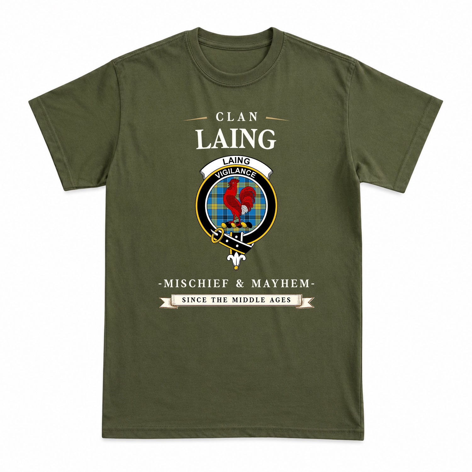 Laing Tartan Crest Mischief and Mayhem T-shirt