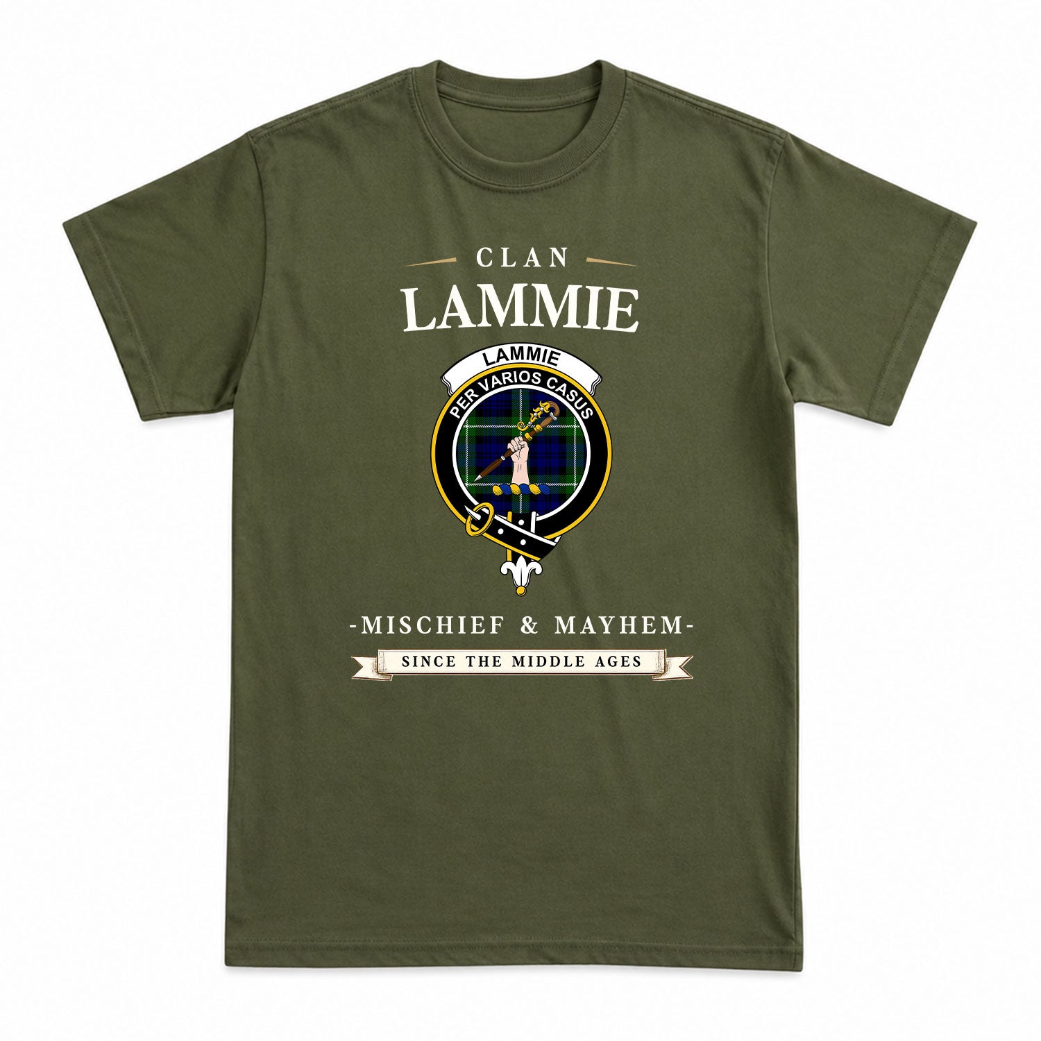 Lammie Tartan Crest Mischief and Mayhem T-shirt
