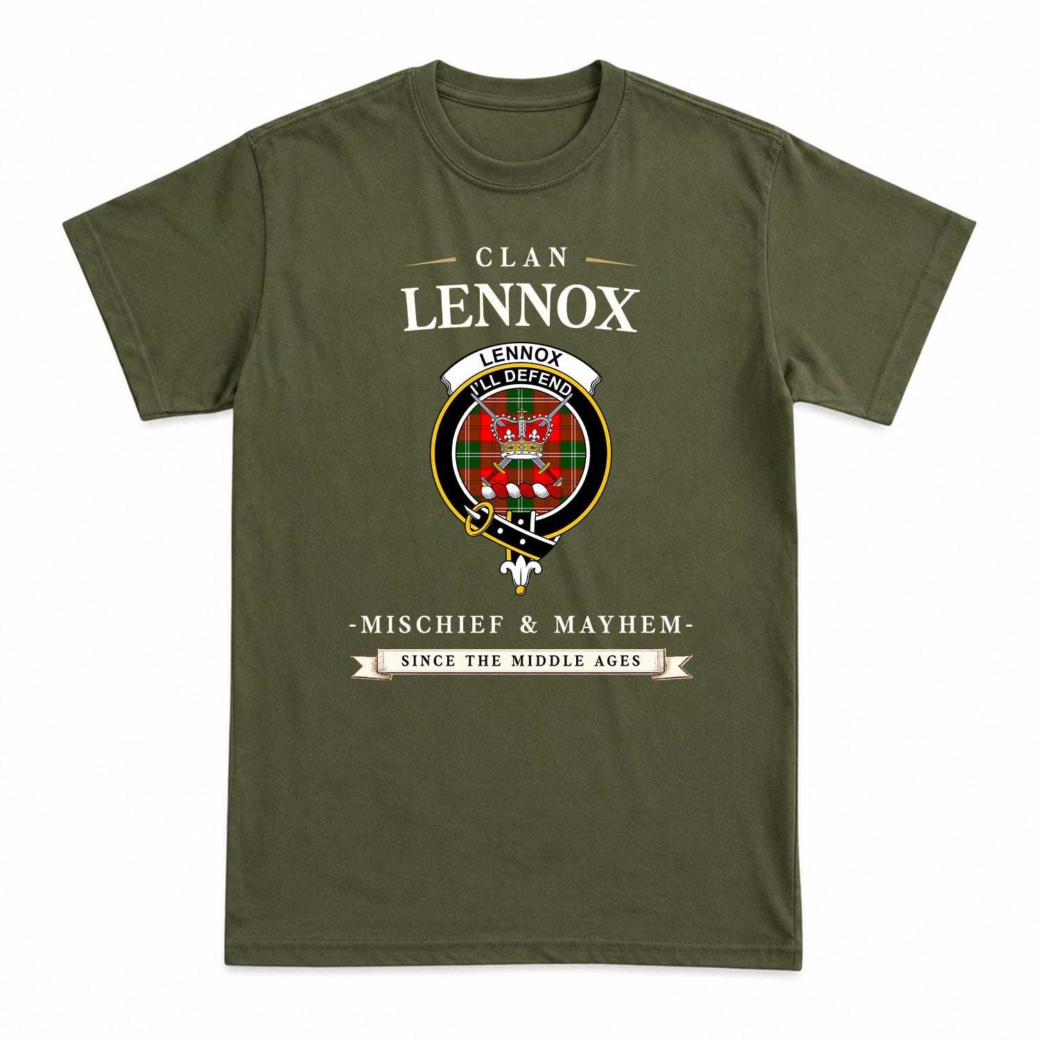 Lennox (Lennox Kincaid) Tartan Crest Mischief and Mayhem T-shirt