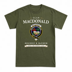 MacDonald of the Isles Hunting Modern Tartan Crest Mischief and Mayhem T-shirt