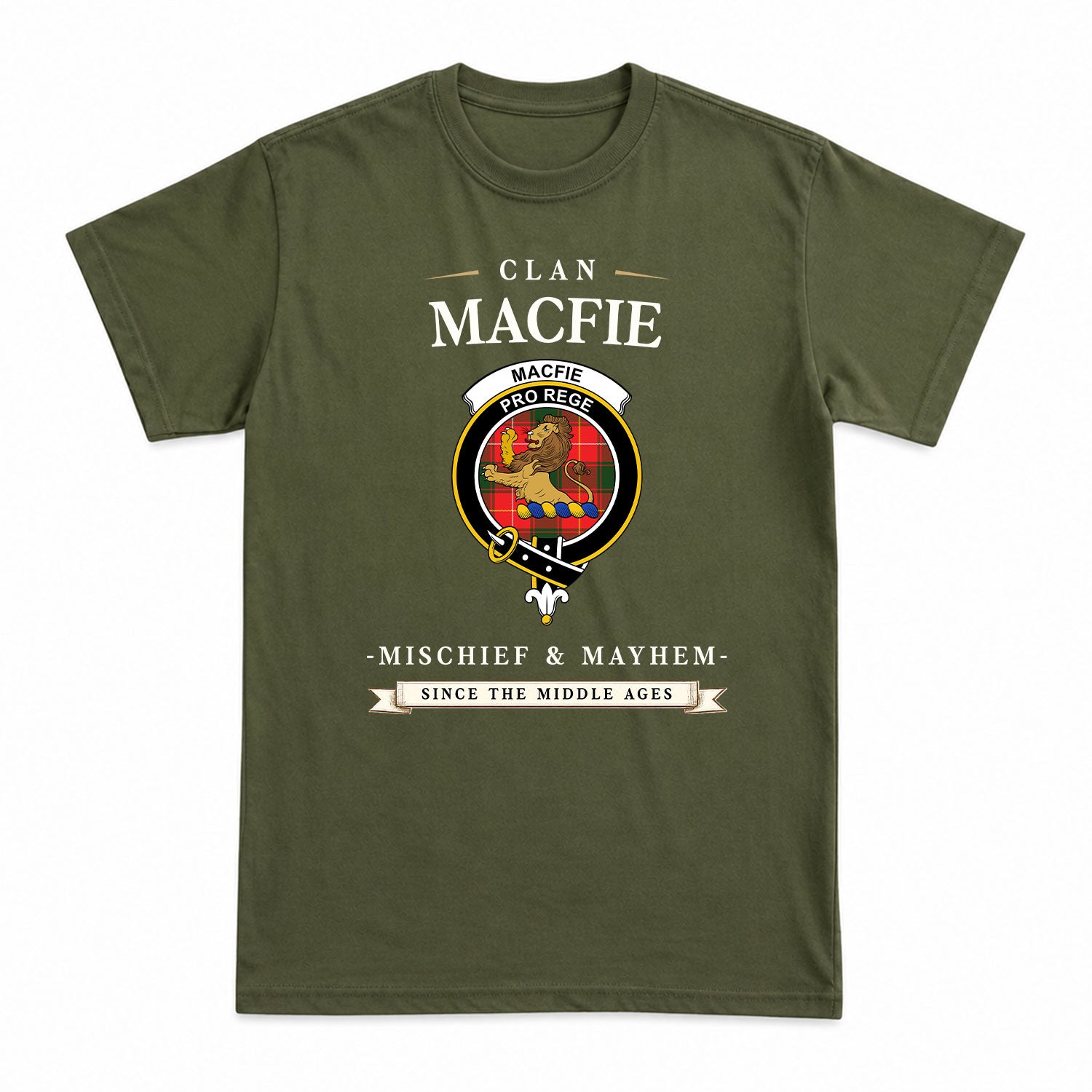MacFie Tartan Crest Mischief and Mayhem T-shirt