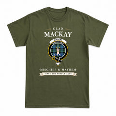 MacKay Ancient Tartan Crest Mischief and Mayhem T-shirt
