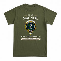 MacNeil of Colonsay Modern Tartan Crest Mischief and Mayhem T-shirt