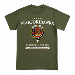 Marjoribanks Tartan Crest Mischief and Mayhem T-shirt