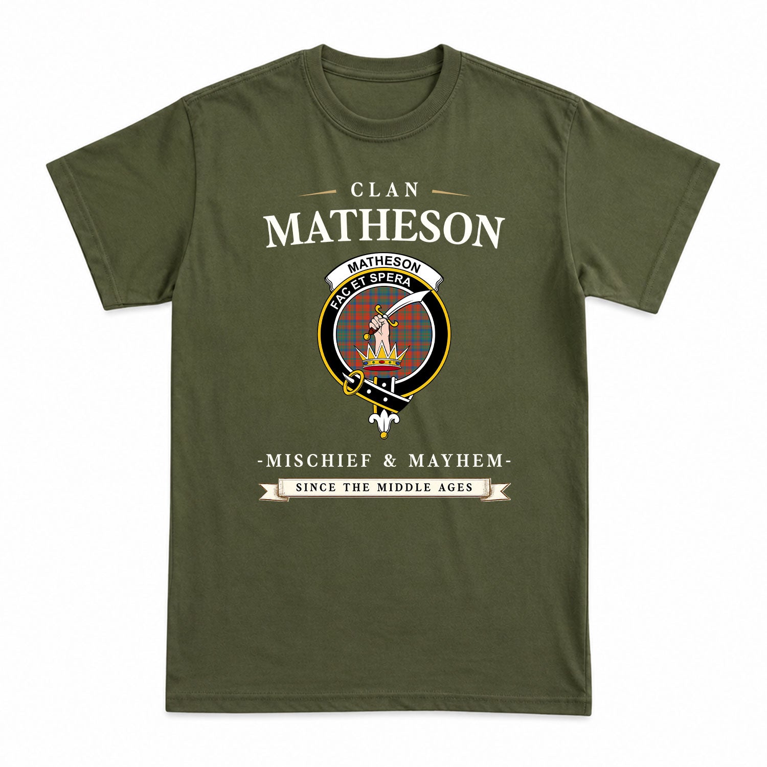Matheson Ancient Tartan Crest Mischief and Mayhem T-shirt