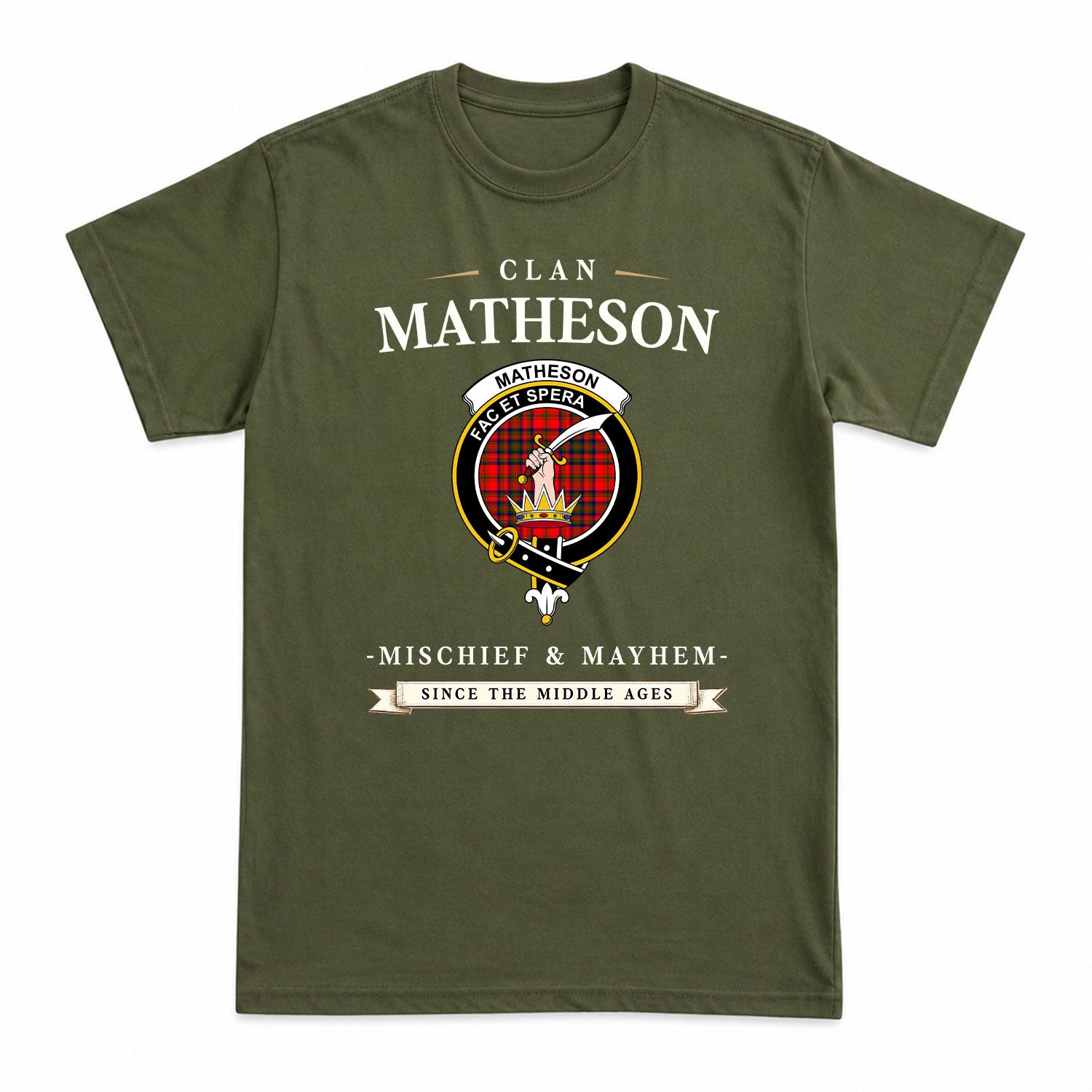 Matheson Modern Tartan Crest Mischief and Mayhem T-shirt