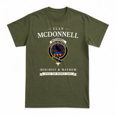 McDonnell of Glengarry Modern Tartan Crest Mischief and Mayhem T-shirt