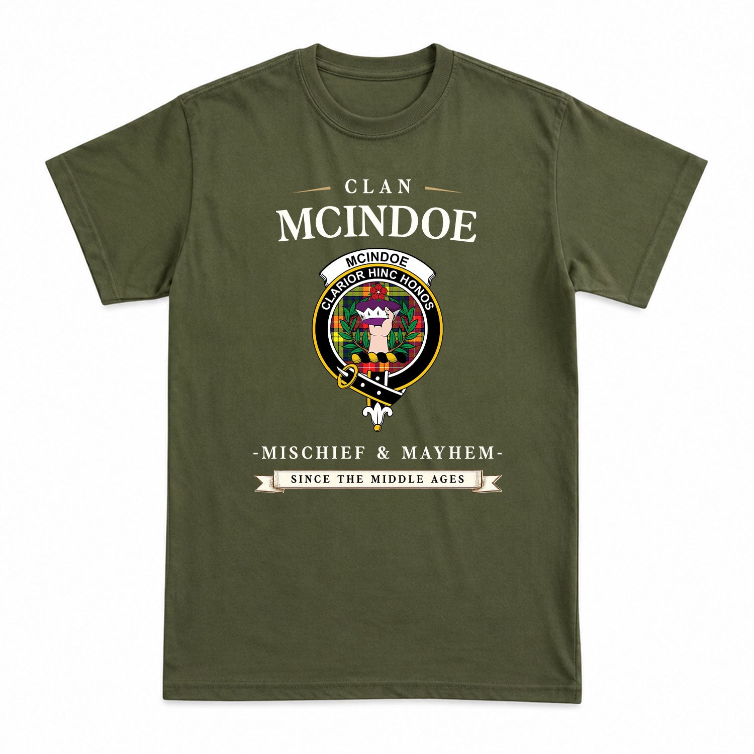 McIndoe Tartan Crest Mischief and Mayhem T-shirt