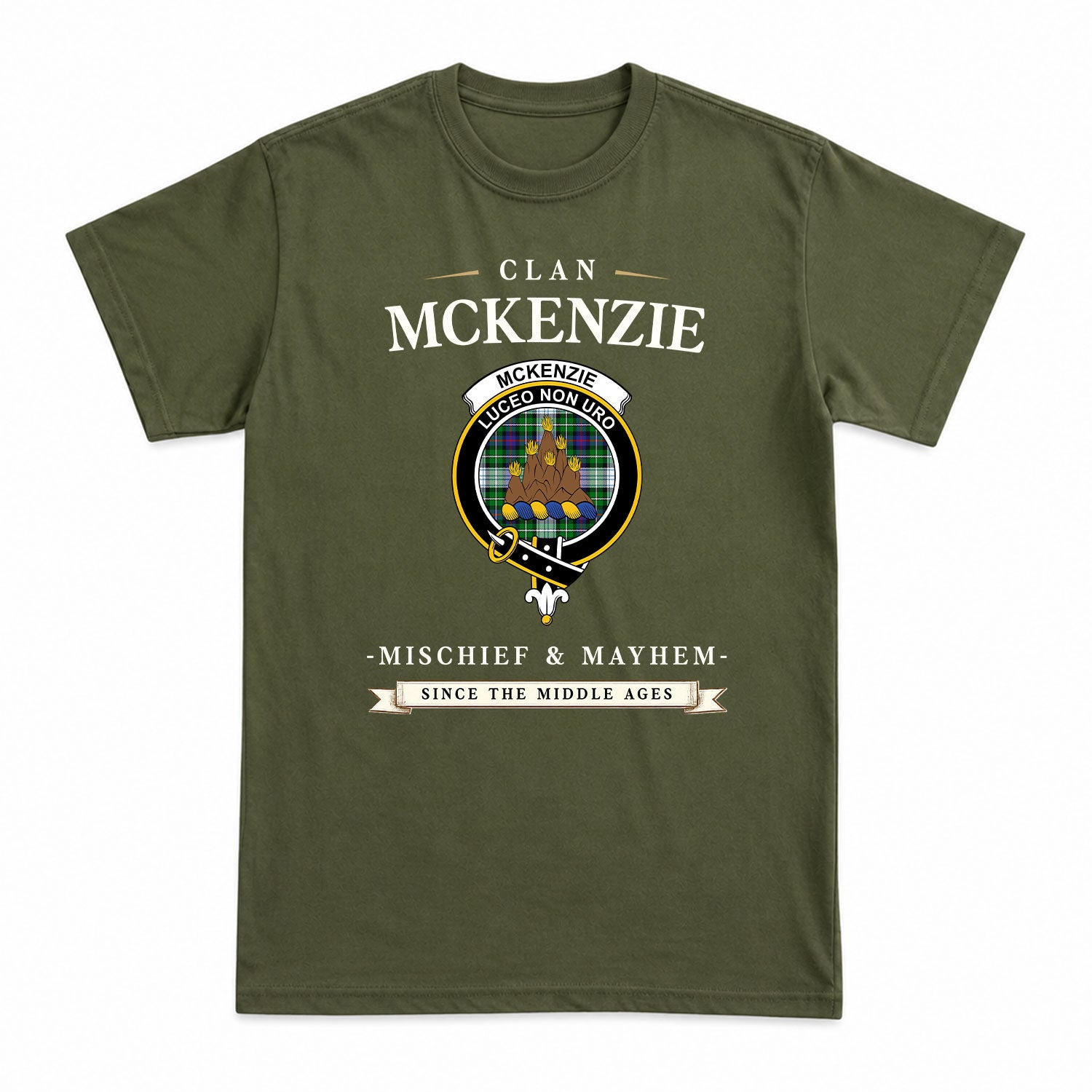 McKenzie Dress Modern Tartan Crest Mischief and Mayhem T-shirt
