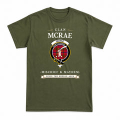 McRae Modern Tartan Crest Mischief and Mayhem T-shirt