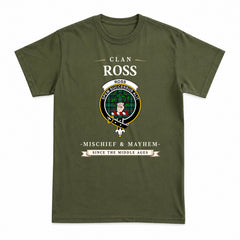 Ross Hunting Modern Tartan Crest Mischief and Mayhem T-shirt