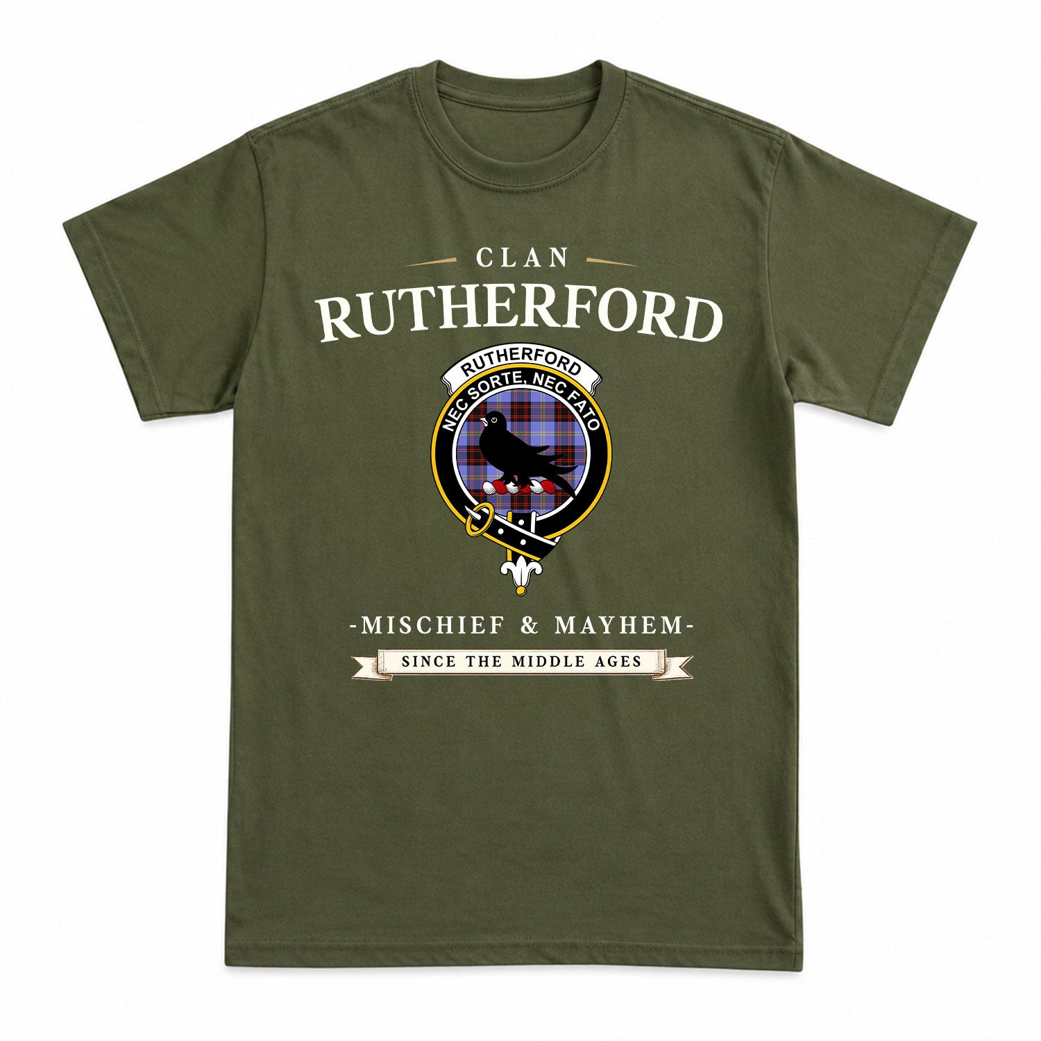 Rutherford Tartan Crest Mischief and Mayhem T-shirt