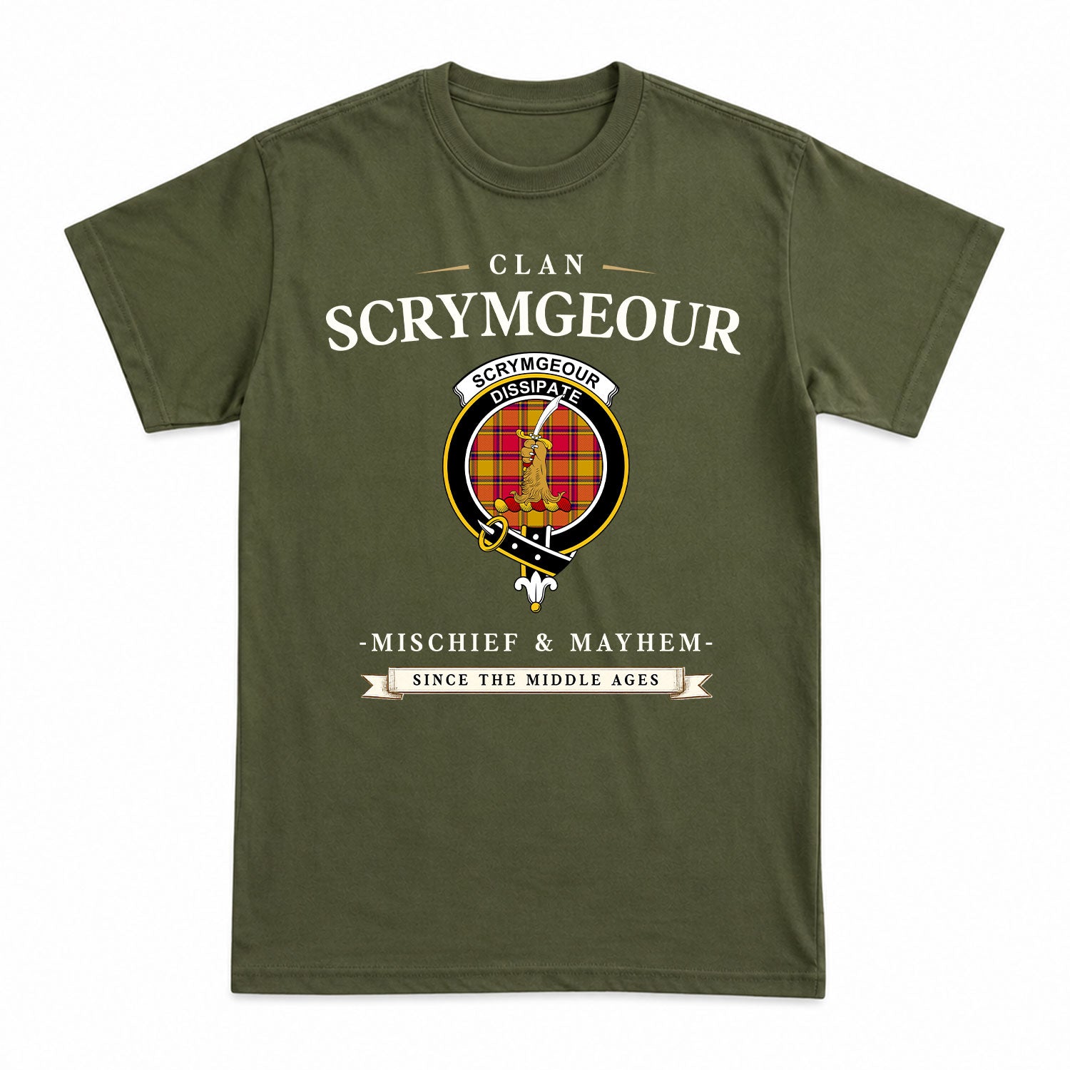 Scrymgeour Tartan Crest Mischief and Mayhem T-shirt