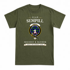 Sempill Modern Tartan Crest Mischief and Mayhem T-shirt
