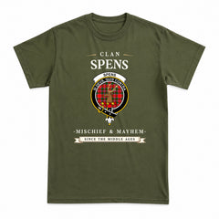 Spens (or Spence) Tartan Crest Mischief and Mayhem T-shirt
