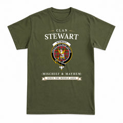 Stewart Royal Tartan Crest Mischief and Mayhem T-shirt