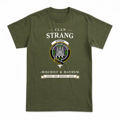 Strang (or Strange) Tartan Crest Mischief and Mayhem T-shirt