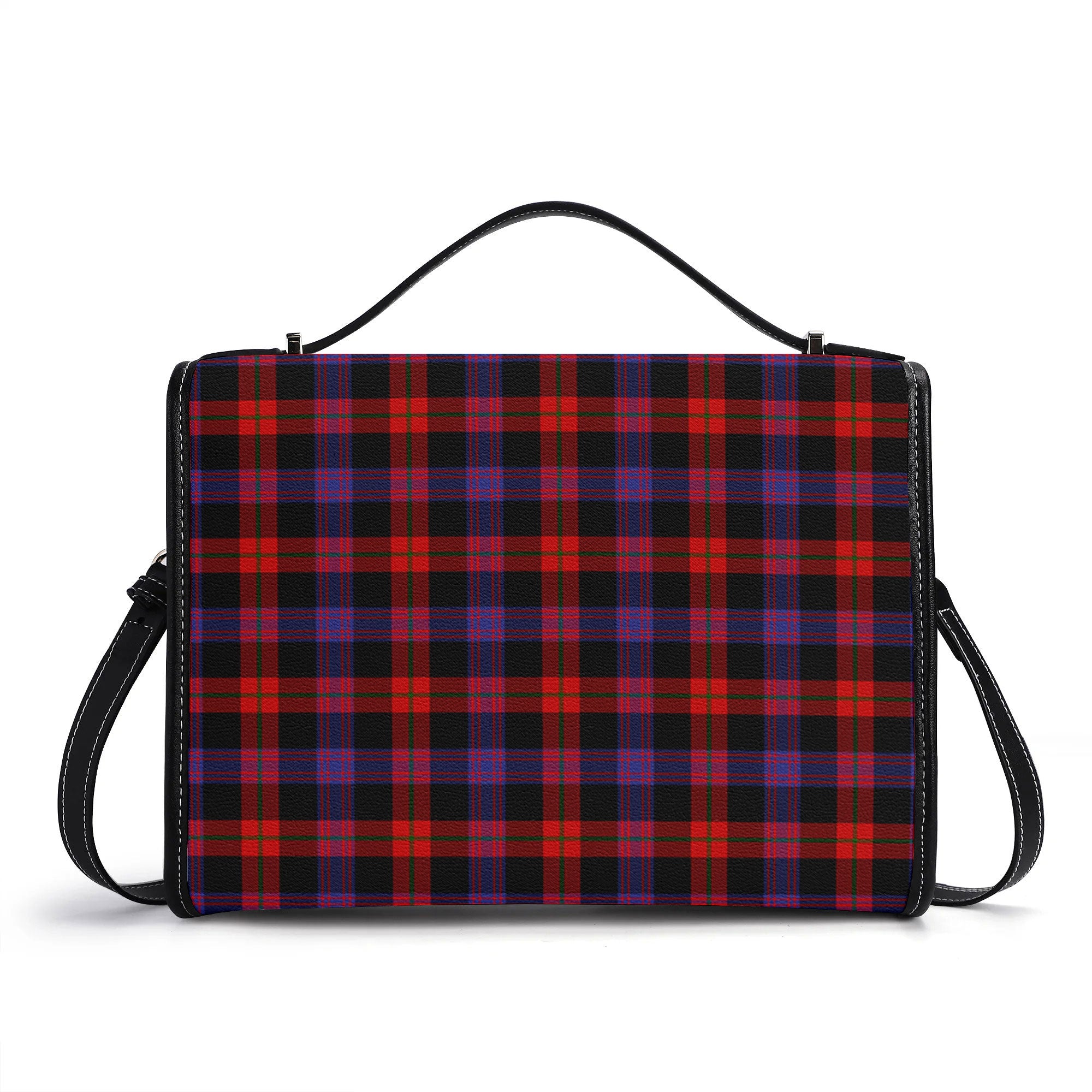 Brown Modern Tartan Crest Satchel Bag