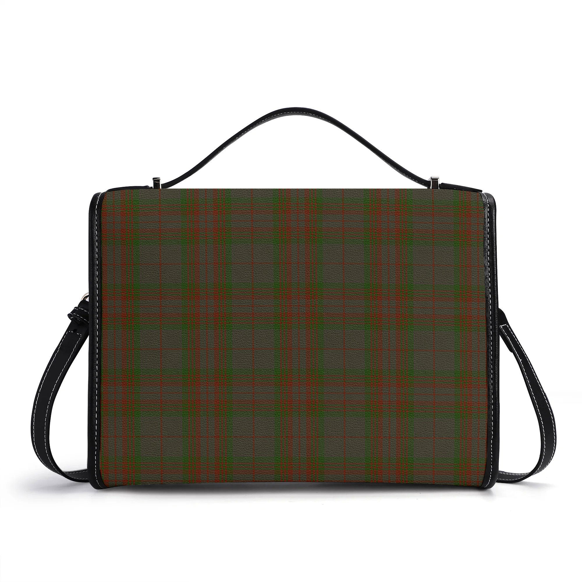 Gray Tartan Crest Satchel Bag