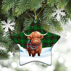 Anstruther Tartan Christmas Ceramic Ornament - Highland Cows Snow Style