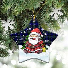 Arbuthnot Modern Tartan Christmas Ceramic Ornament - Scottish Santa Style