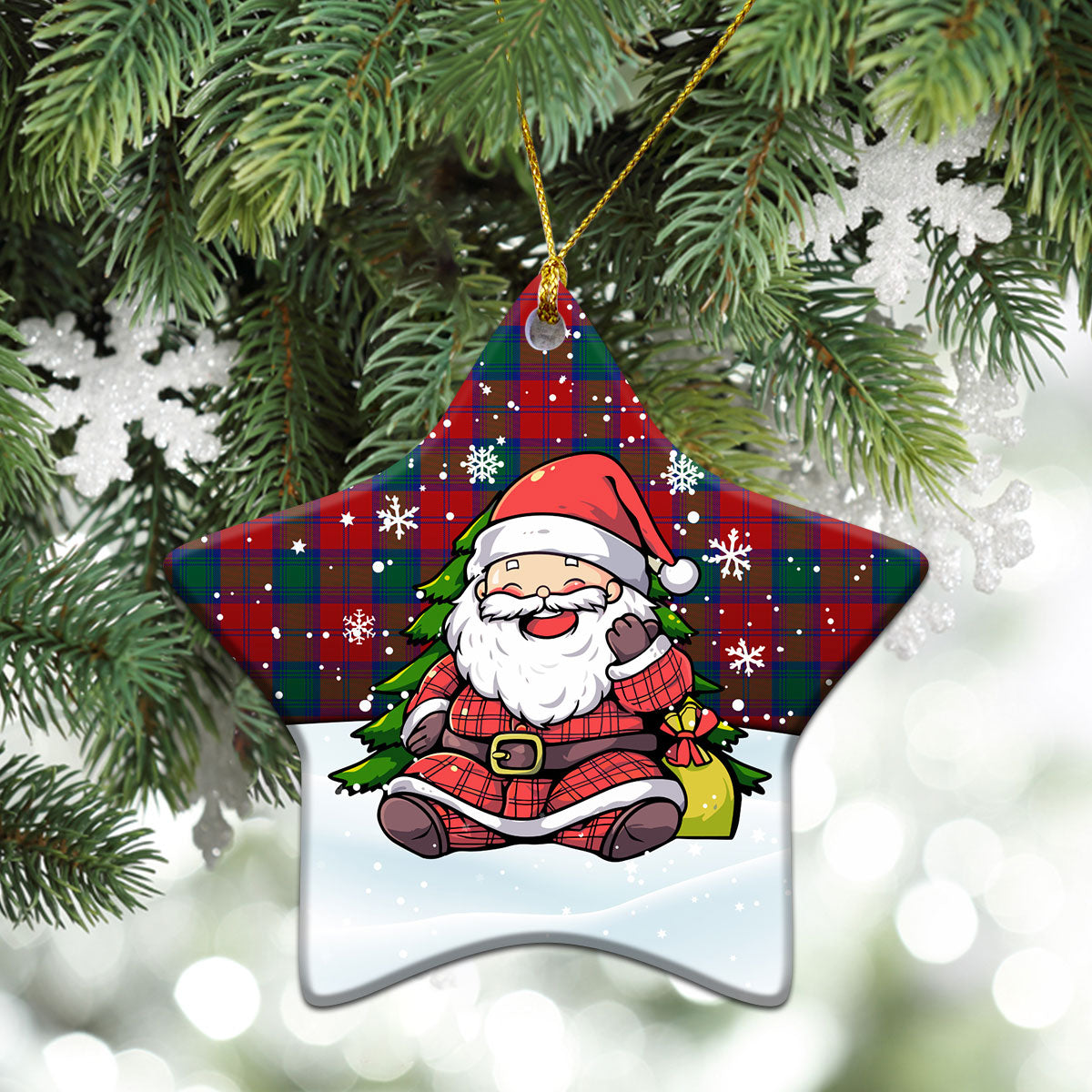 Auchinleck Tartan Christmas Ceramic Ornament - Scottish Santa Style