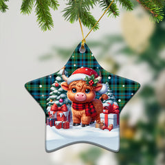 Baillie Ancient Tartan Christmas Ceramic Ornament - Highland Cow Winter Style