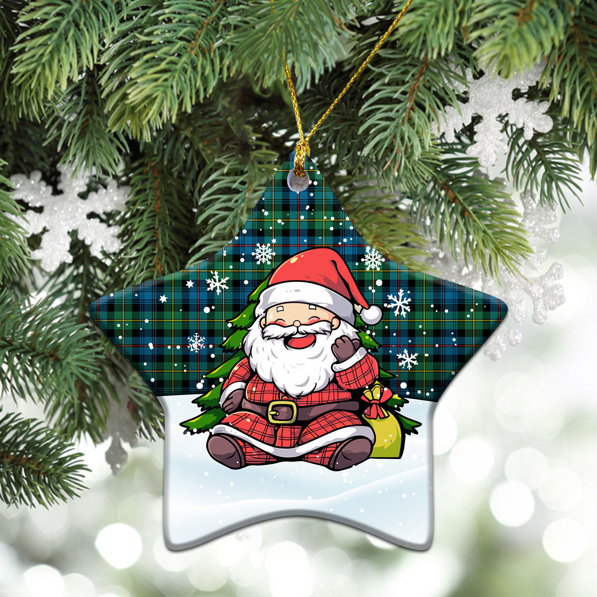 Baillie Ancient Tartan Christmas Ceramic Ornament - Scottish Santa Style