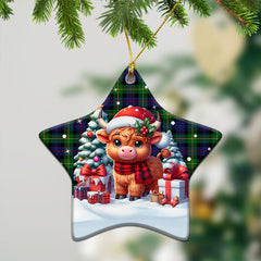 Baillie Tartan Christmas Ceramic Ornament - Highland Cow Winter Style