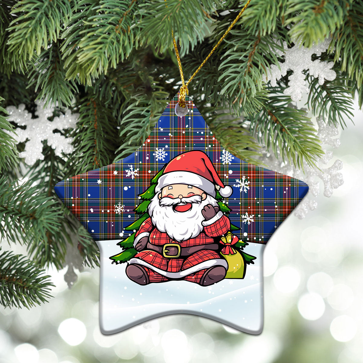 Bethune Ancient Tartan Christmas Ceramic Ornament - Scottish Santa Style