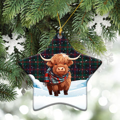 Blair Modern 01 Tartan Christmas Ceramic Ornament - Highland Cows Snow Style