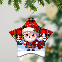 Brodie Modern Tartan Christmas Ceramic Ornament - Santa Claus In Kilt Style