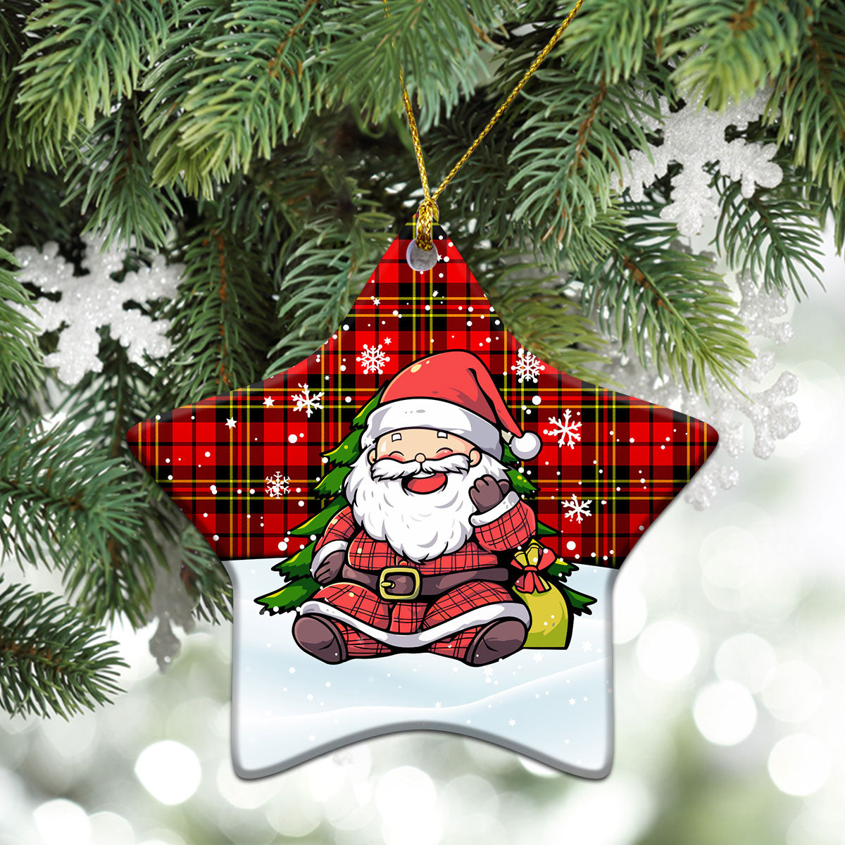 Brodie Modern Tartan Christmas Ceramic Ornament - Scottish Santa Style