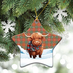 Bruce Ancient Tartan Christmas Ceramic Ornament - Highland Cows Snow Style