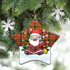 Buchanan Old Set Weathered Tartan Christmas Ceramic Ornament - Scottish Santa Style