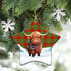 Callander Tartan Christmas Ceramic Ornament - Highland Cows Snow Style