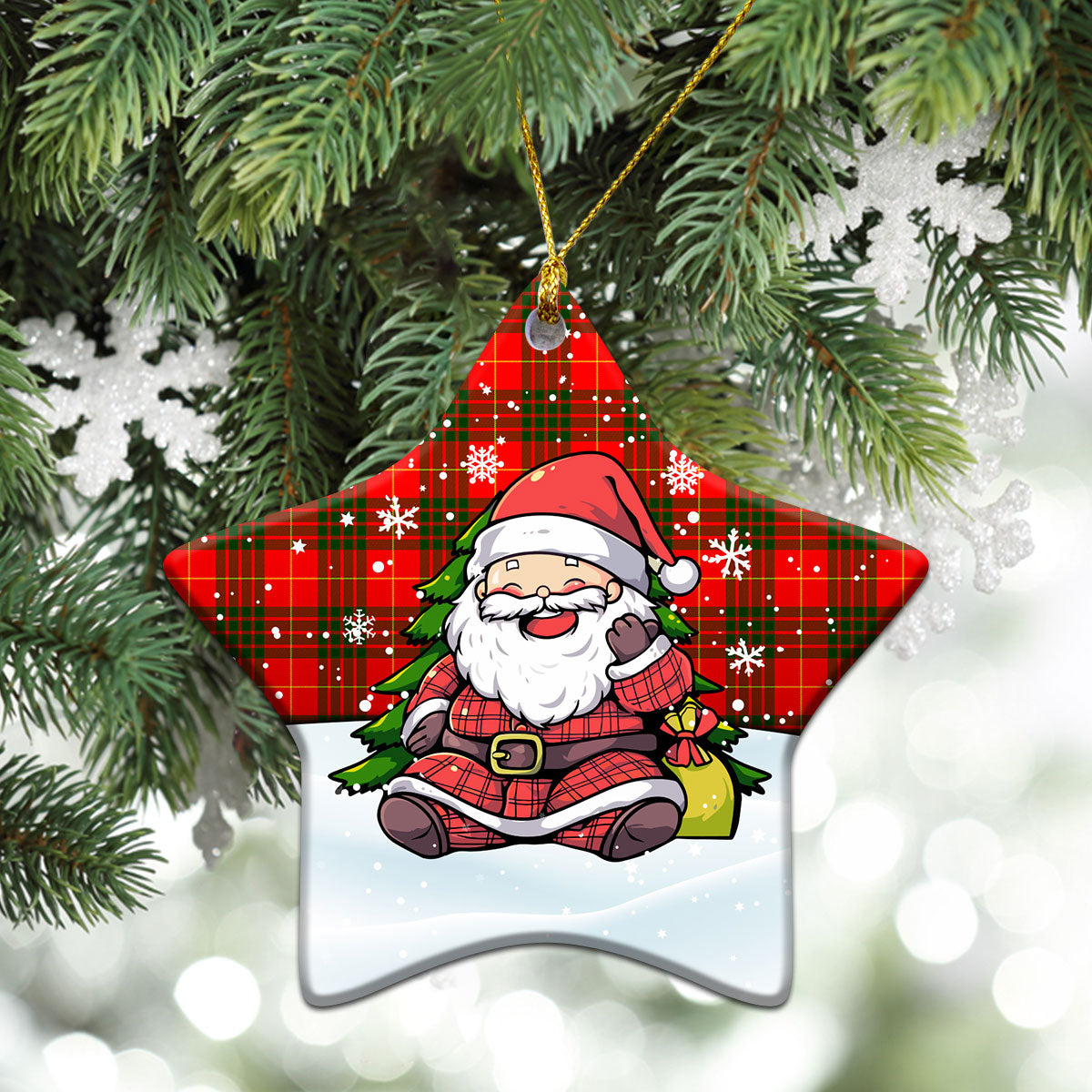 Cameron Modern Tartan Christmas Ceramic Ornament - Scottish Santa Style