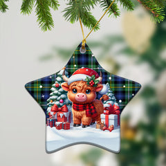 Campbell Argyll Ancient Tartan Christmas Ceramic Ornament - Highland Cow Winter Style