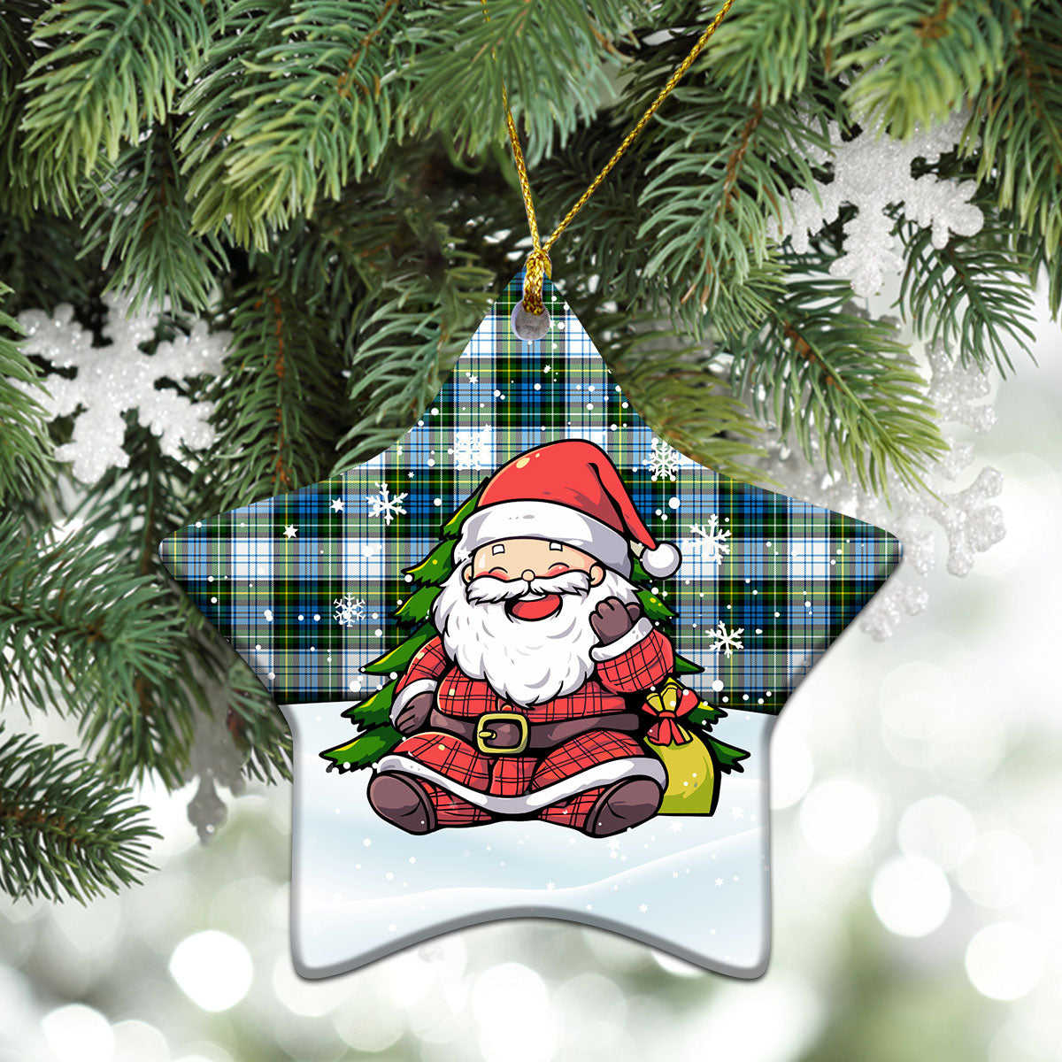 Campbell Dress Tartan Christmas Ceramic Ornament - Scottish Santa Style