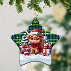 Campbell of Breadalbane Ancient Tartan Christmas Ceramic Ornament - Highland Cow Winter Style