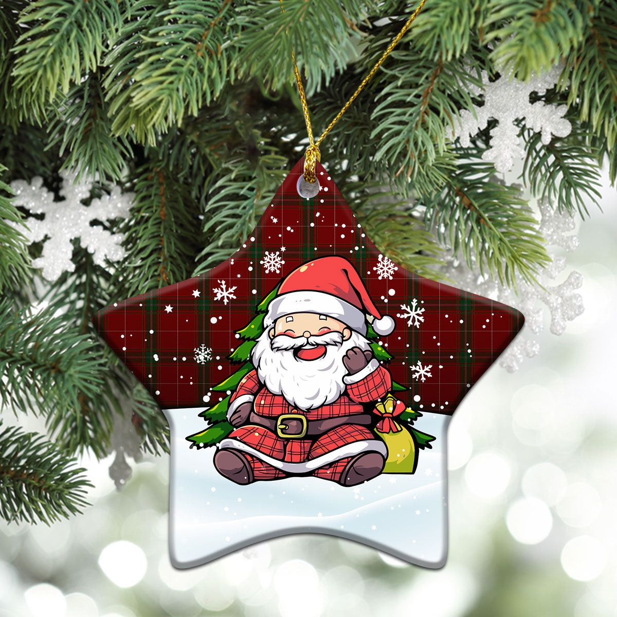 Carruthers Tartan Christmas Ceramic Ornament - Scottish Santa Style