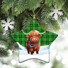 Clephan (or Clephane) Tartan Christmas Ceramic Ornament - Highland Cows Snow Style